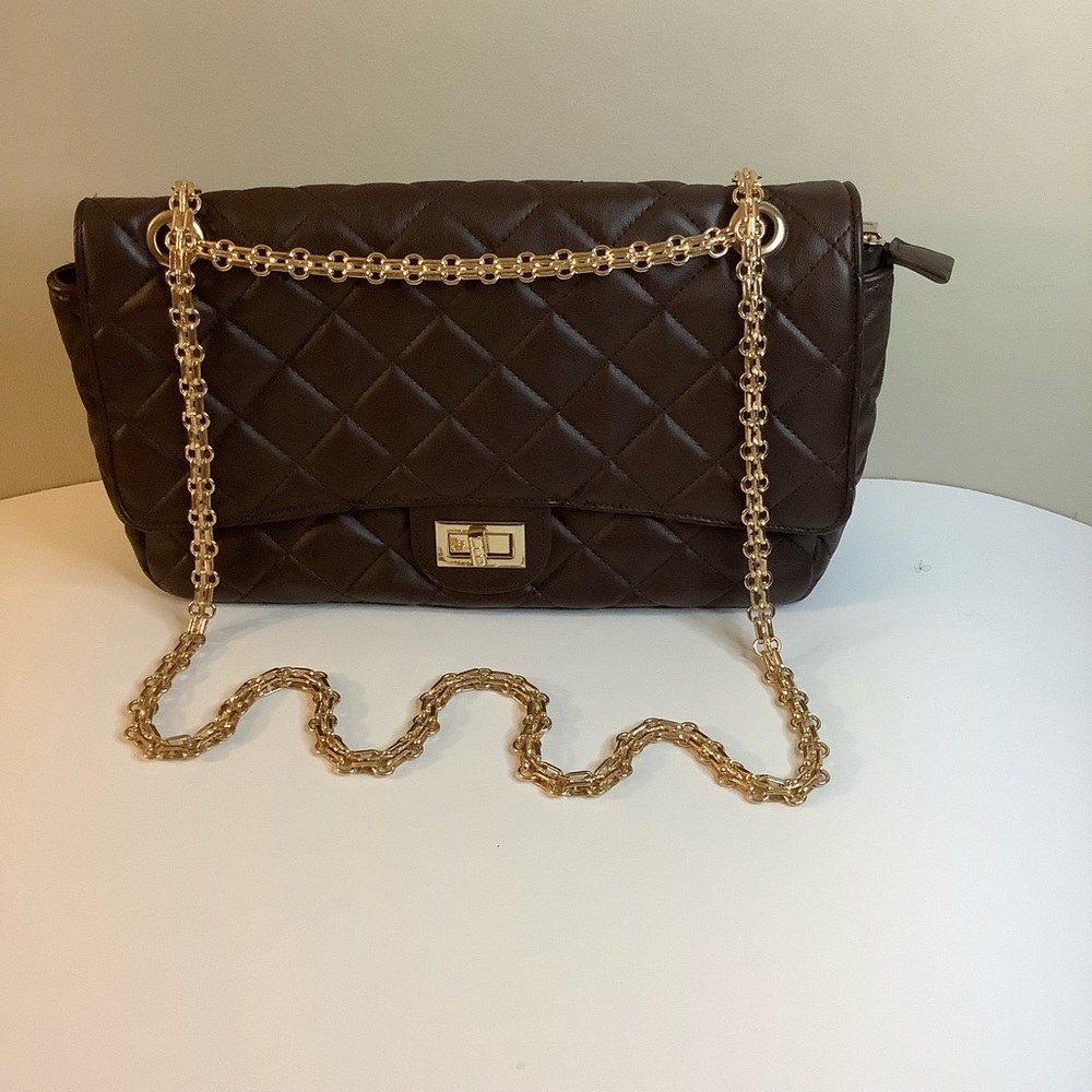 Brown luxury Gold Chain bag